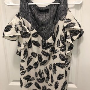 Cold Shoulder Feather Top